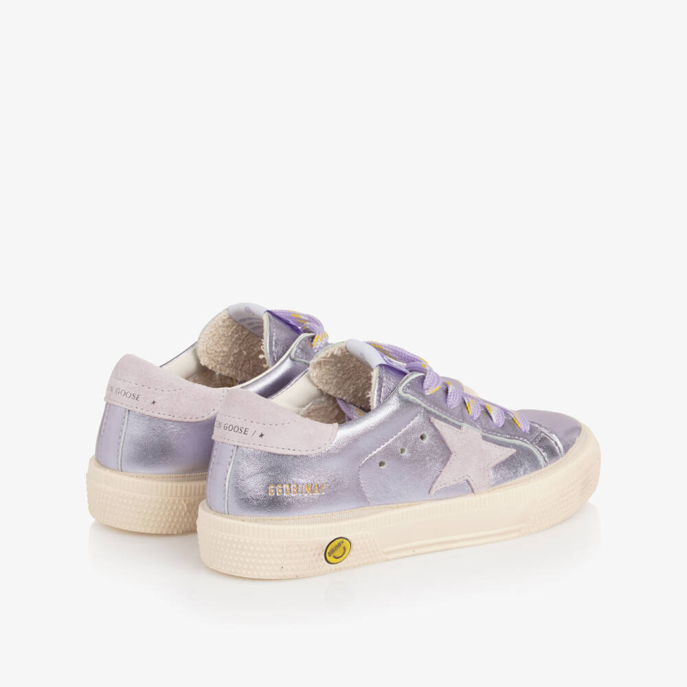 Golden Goose-Girls Metallic Purple Leather May Trainers | Childrensalon Outlet
