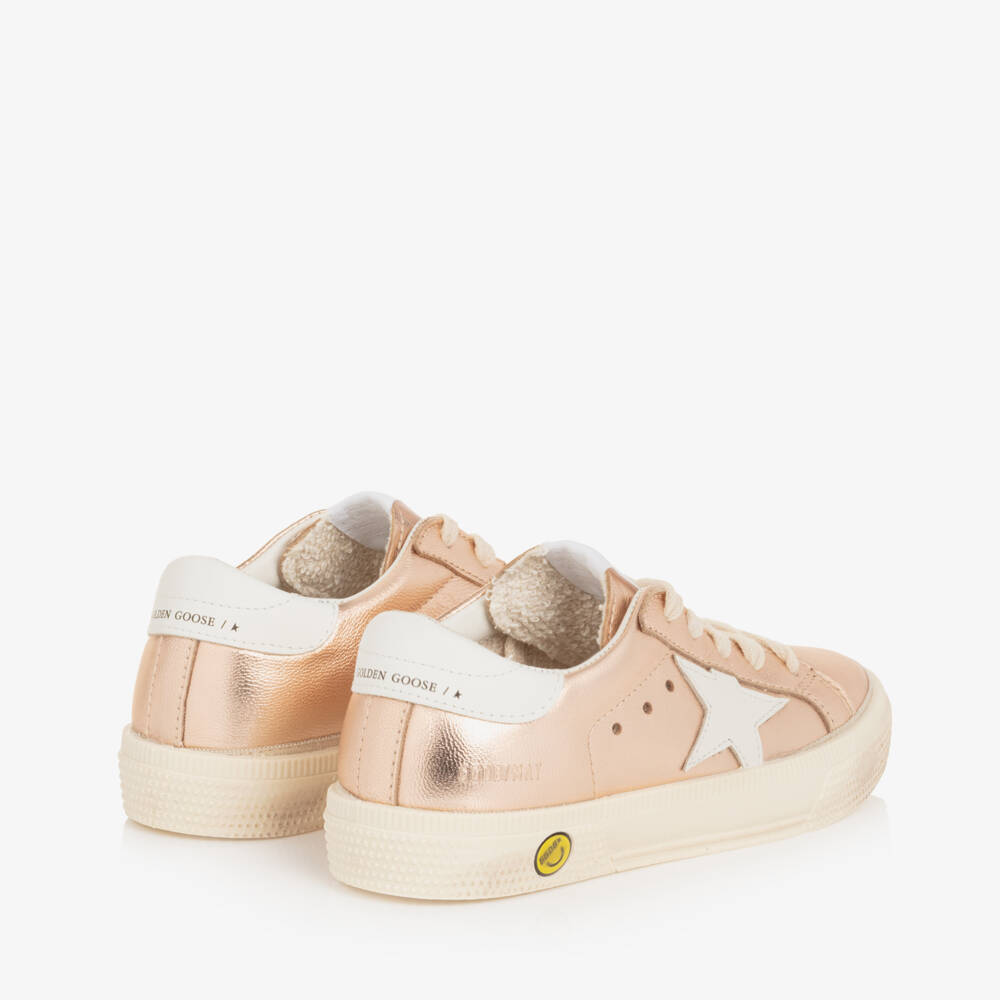 Golden Goose-Girls Rose Gold Leather May Trainers | Childrensalon Outlet