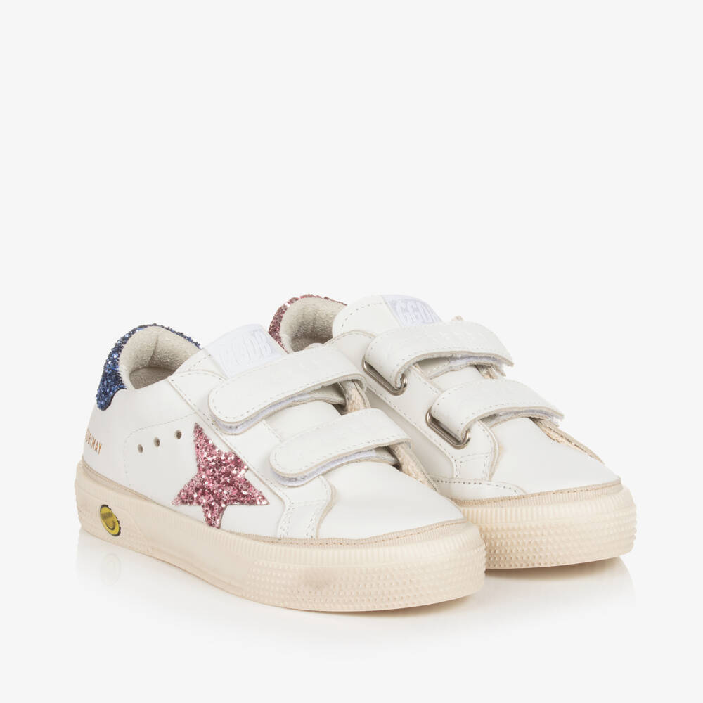 Golden Goose-Girls Shimmer & Shine Leather Sneakers | Childrensalon Outlet