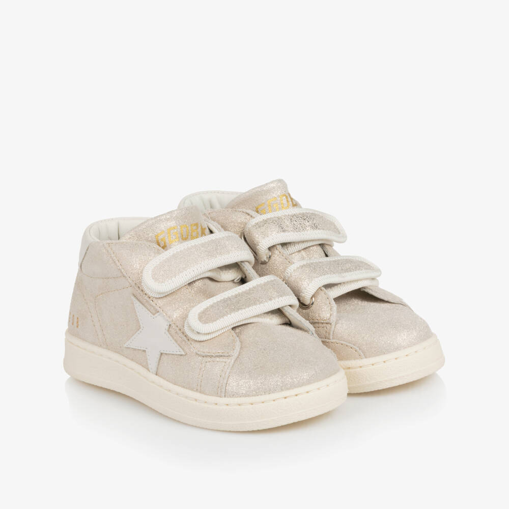 Golden Goose-Girls Shimmery Gold June Ball Star High-Top Trainers | Childrensalon Outlet