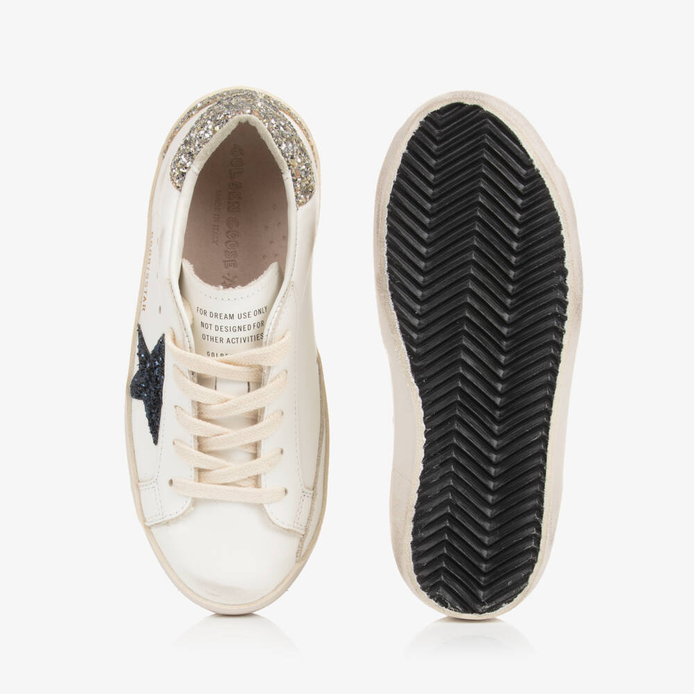 Golden Goose-Girls White Leather & Glitter Super-Star Trainers | Childrensalon Outlet