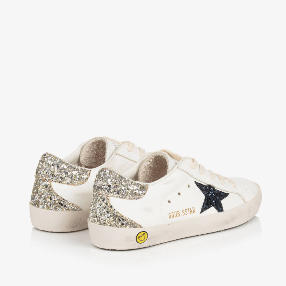 Golden Goose-Girls White Leather & Glitter Super-Star Trainers | Childrensalon Outlet