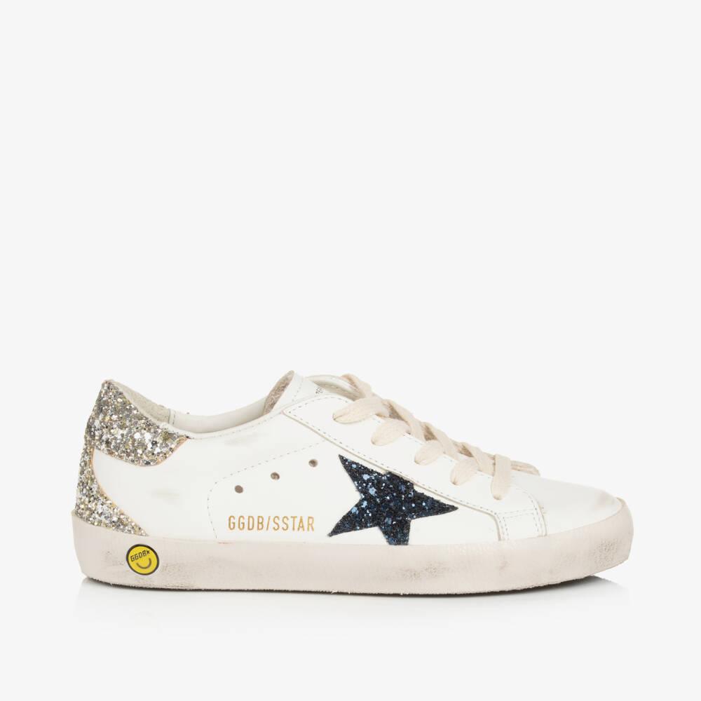 Golden Goose-Girls White Leather & Glitter Super-Star Trainers | Childrensalon Outlet