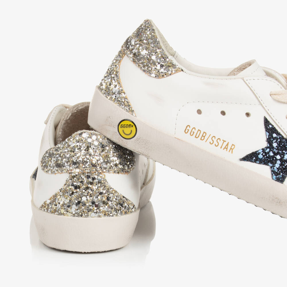 Golden Goose-Girls White Leather & Glitter Super-Star Trainers | Childrensalon Outlet
