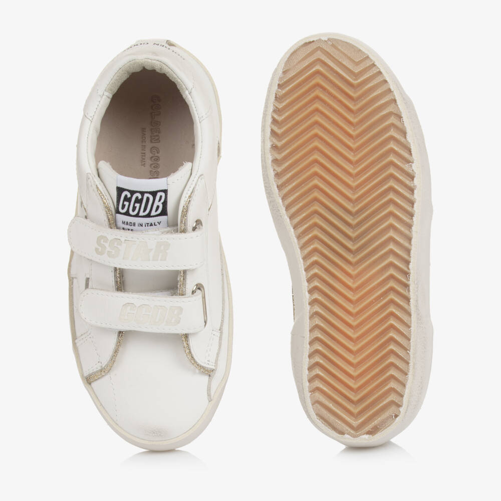Golden Goose-Girls White Leather Glitter Trim Old School Trainers | Childrensalon Outlet