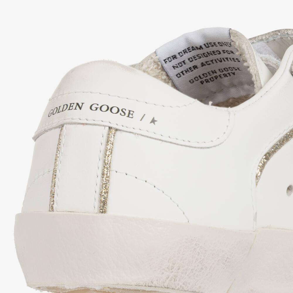 Golden Goose-Girls White Leather Glitter Trim Old School Trainers | Childrensalon Outlet