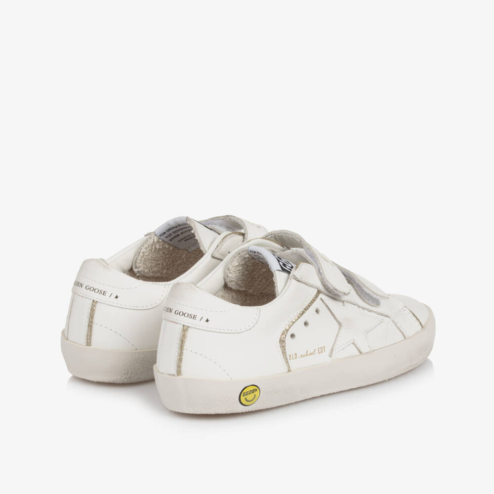 Golden Goose-Girls White Leather Glitter Trim Old School Trainers | Childrensalon Outlet