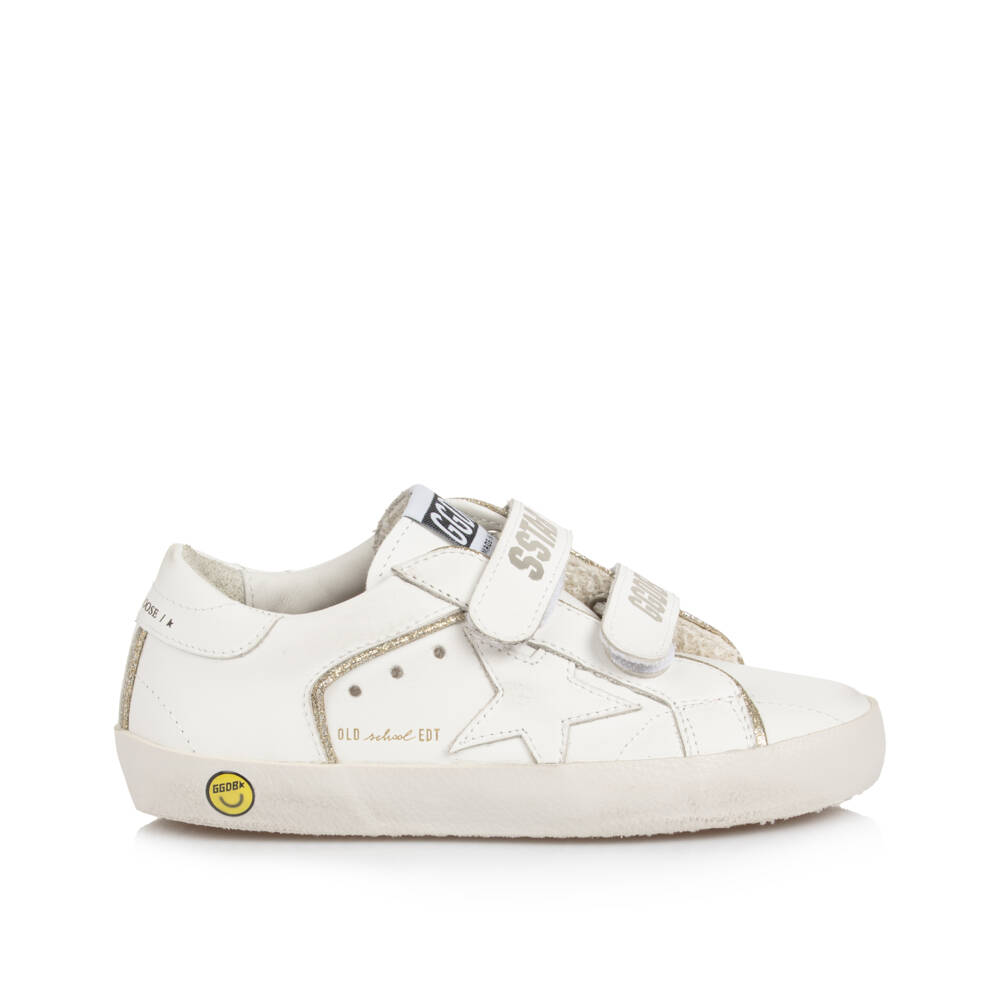 Golden Goose-Girls White Leather Glitter Trim Old School Trainers | Childrensalon Outlet
