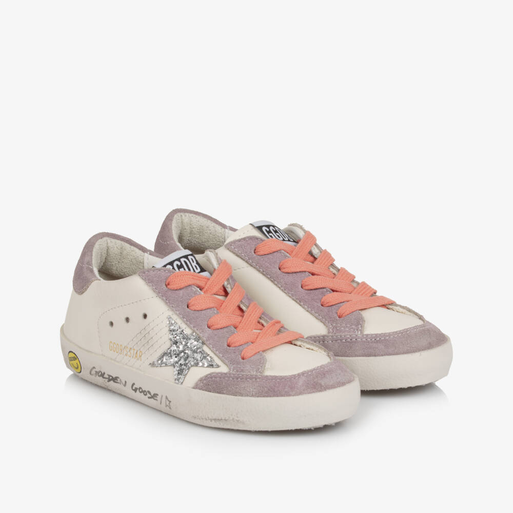 Golden Goose-Girls White Leather Super-Star Penstar Trainers | Childrensalon Outlet