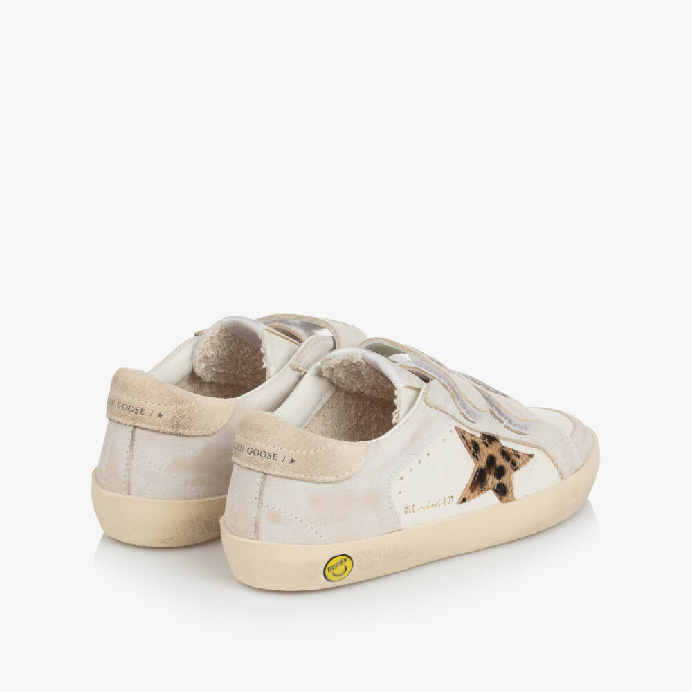 Golden Goose-Girls White & Pale Grey Leather Old School Trainers | Childrensalon Outlet