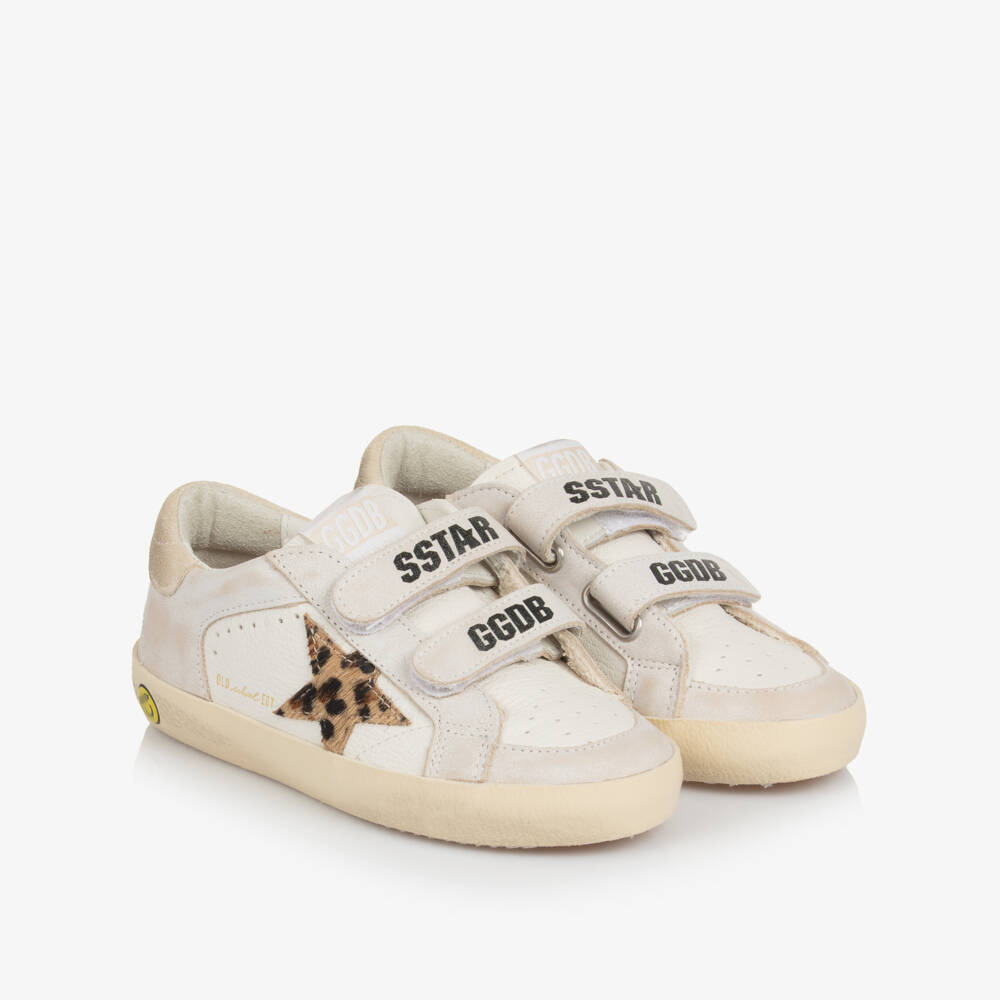 Golden Goose-Girls White & Pale Grey Leather Old School Trainers | Childrensalon Outlet