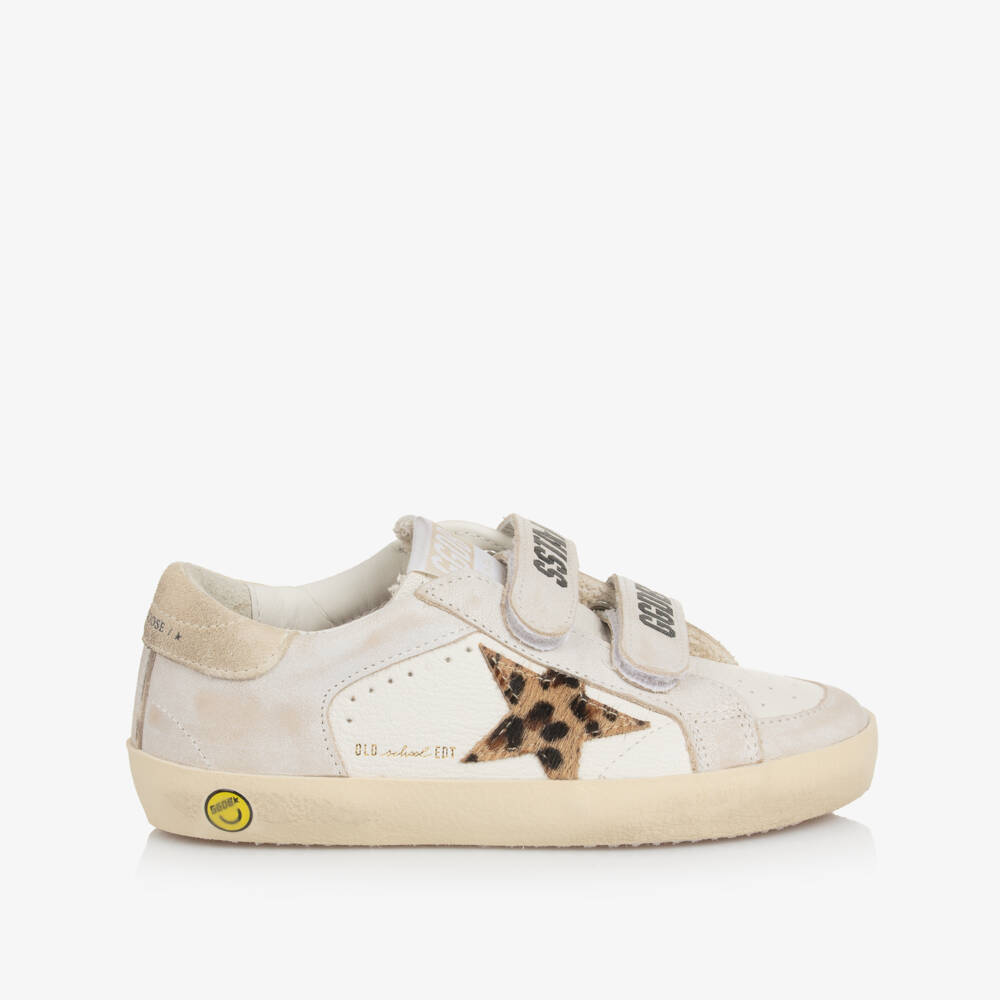 Golden Goose-Girls White & Pale Grey Leather Old School Trainers | Childrensalon Outlet