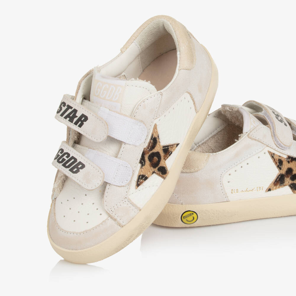 Golden Goose-Girls White & Pale Grey Leather Old School Trainers | Childrensalon Outlet