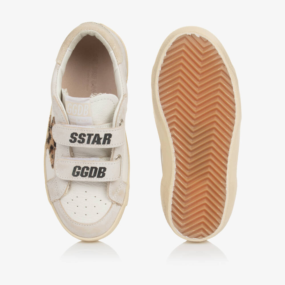 Golden Goose-Girls White & Pale Grey Leather Old School Trainers | Childrensalon Outlet