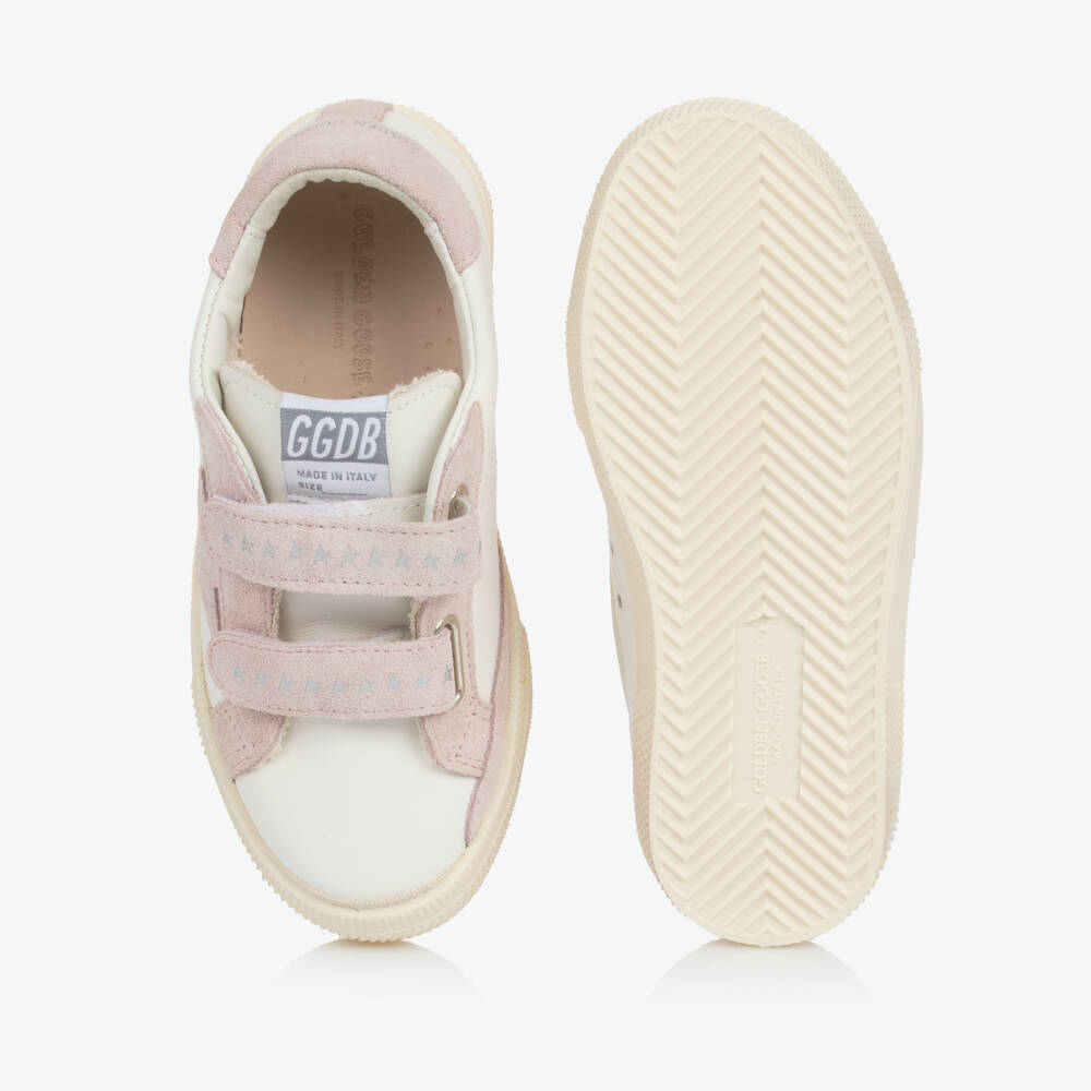 Golden Goose-Girls White & Pink Leather May Trainers | Childrensalon Outlet