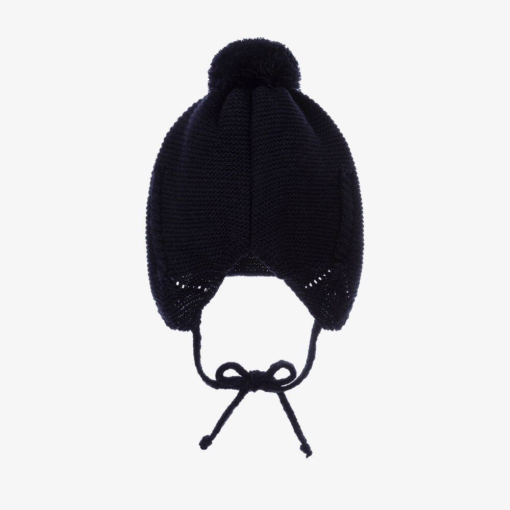 Gorros Navarro-Синяя шапка с помпоном для малышек | Childrensalon Outlet