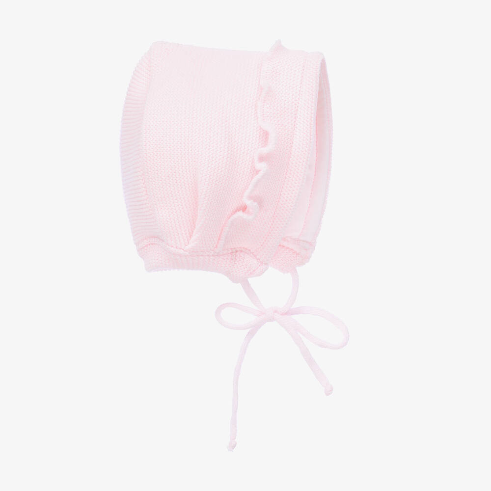 Gorros Navarro - Baby Girls Pink Knitted Bonnet | Childrensalon