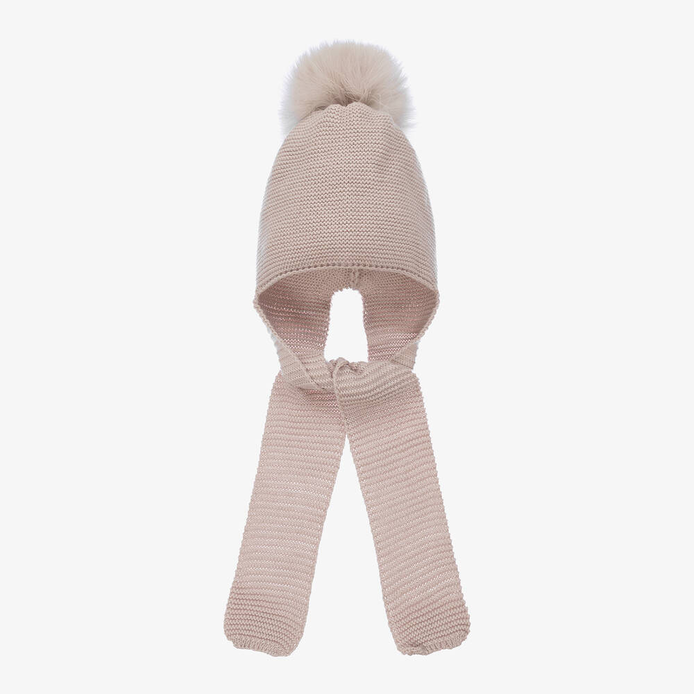 Gorros Navarro - Beige Mütze mit integriertem Schal | Childrensalon