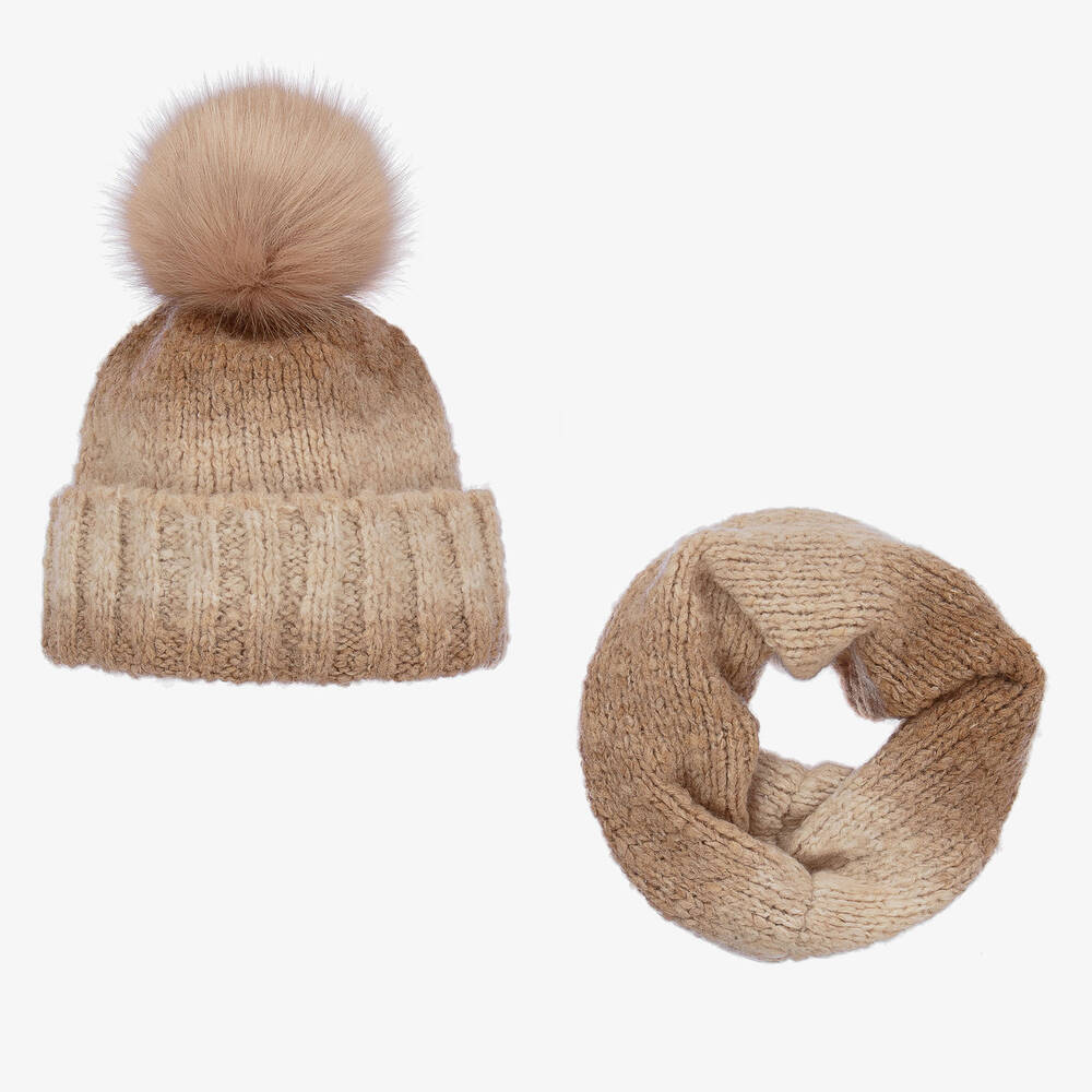 Gorros Navarro - Beige Ombré-Mütze & Schlauchschal | Childrensalon