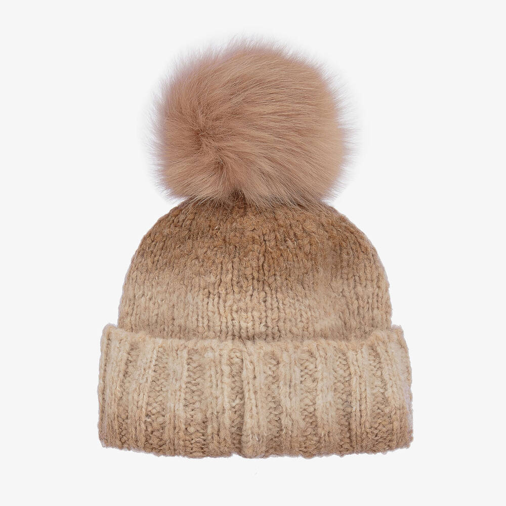 Gorros Navarro-Beige Ombré Wool Hat & Snood Set | Childrensalon Outlet