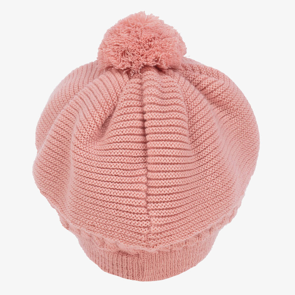 Gorros Navarro-Girls Pink Knitted Beret & Snood Set | Childrensalon Outlet