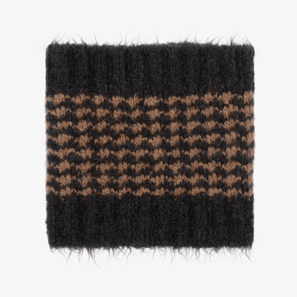 Gorros Navarro-Grey Wool Houndstooth Hat & Snood Set | Childrensalon Outlet