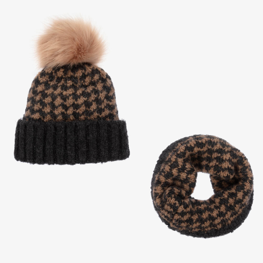 Gorros Navarro - Bonnet et snood gris en laine | Childrensalon