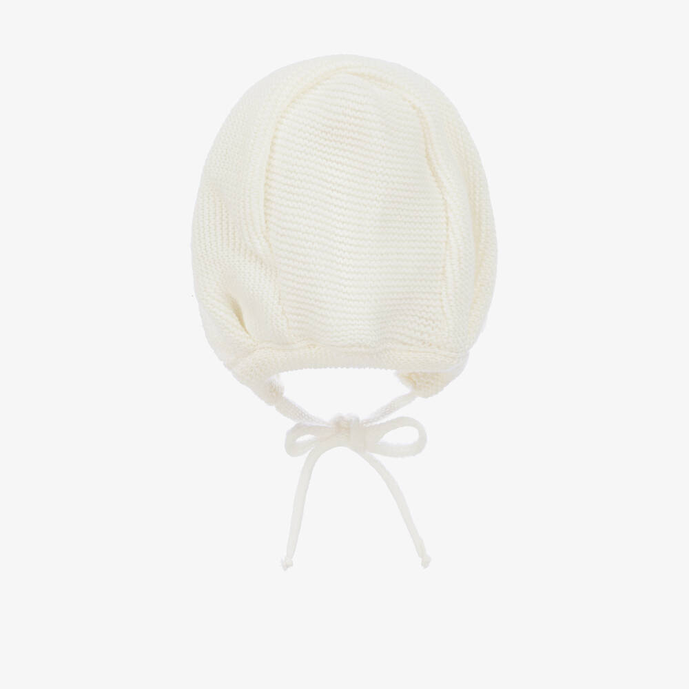 Gorros Navarro-Ivory Knitted Frill Bonnet | Childrensalon Outlet