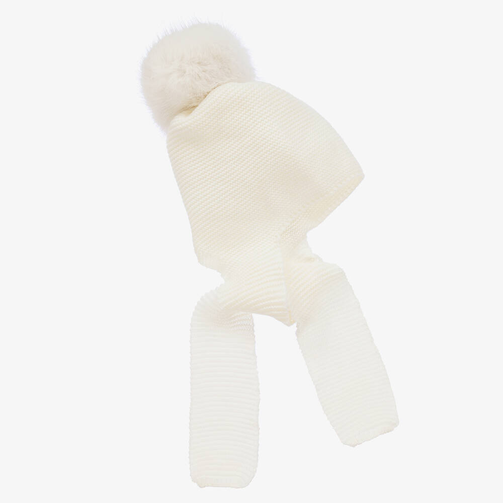 غوروس نافارو-قبعة وسكارف أكريليك محبوك لون عاجي للأطفال | Childrensalon Outlet