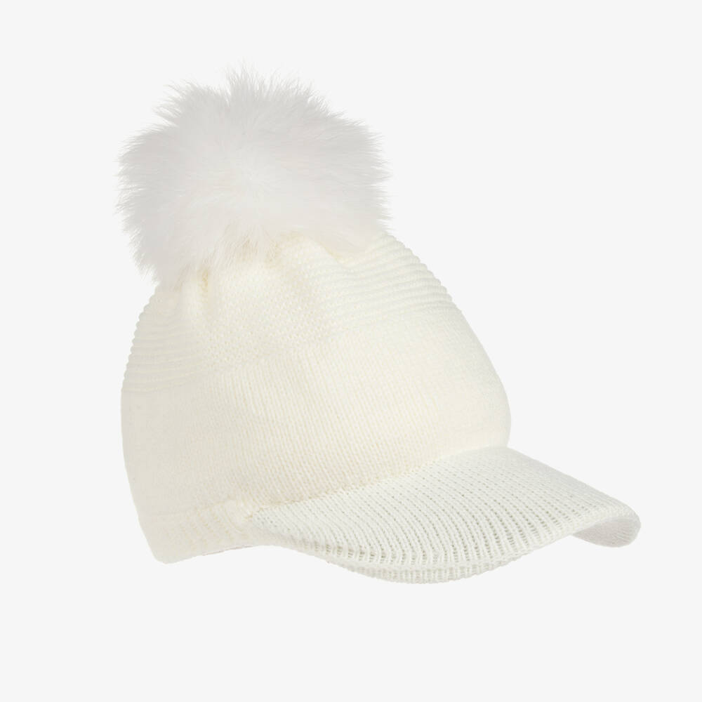 Gorros Navarro-Ivory Wool Pom-Pom Cap | Childrensalon Outlet
