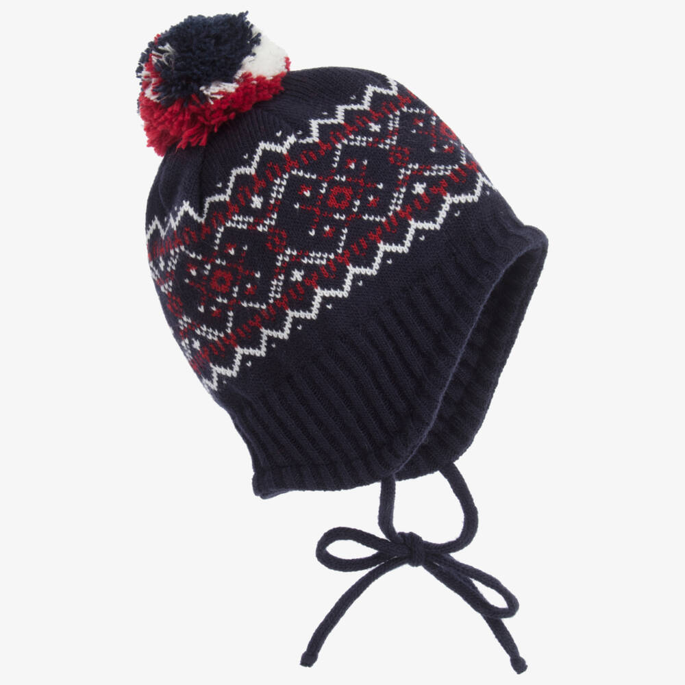Gorros Navarro-Navy Blue Hat & Snood Set | Childrensalon Outlet