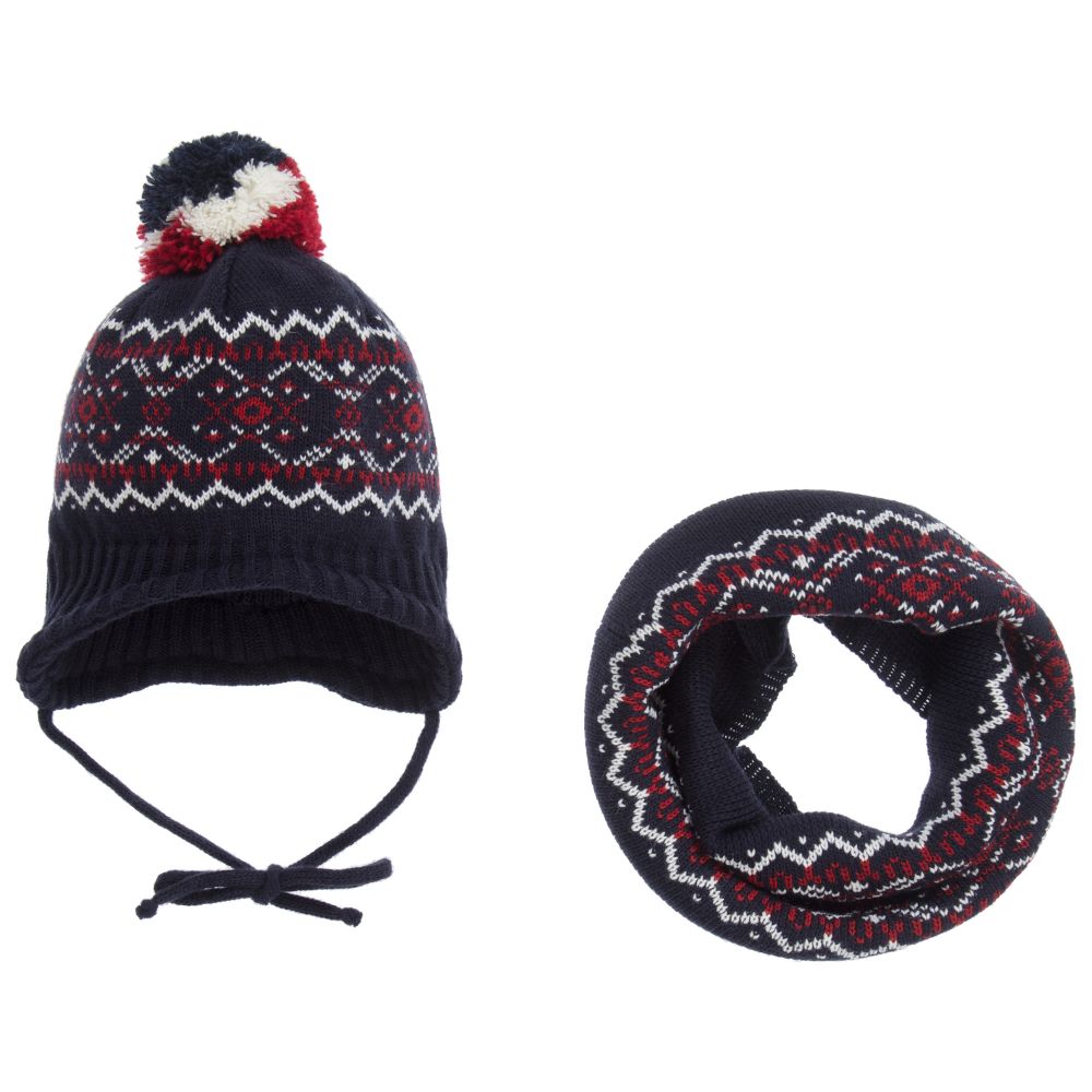 Gorros Navarro - Navyblaues Set mit Mütze und Schlauchschal | Childrensalon