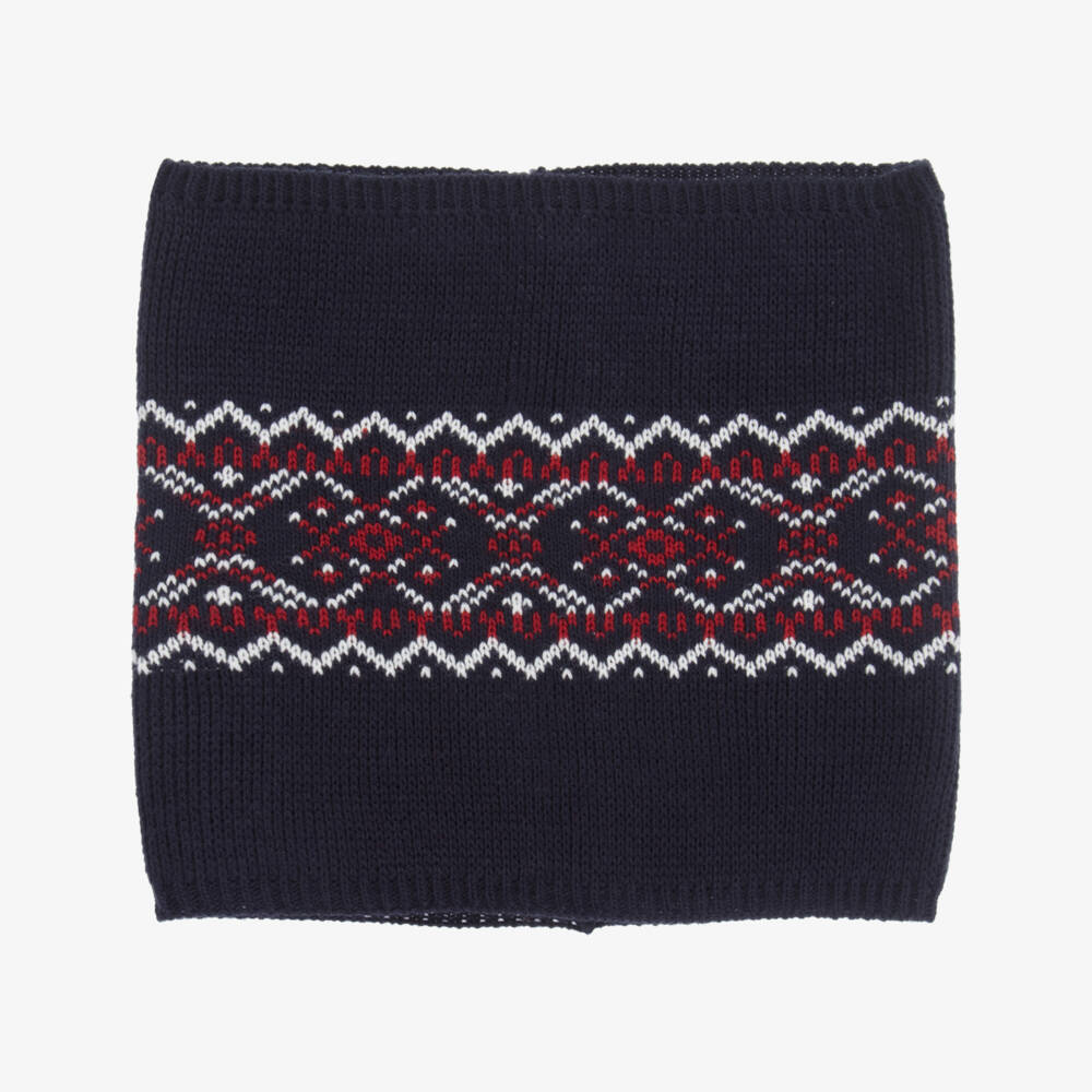 Gorros Navarro-Navy Blue Hat & Snood Set | Childrensalon Outlet