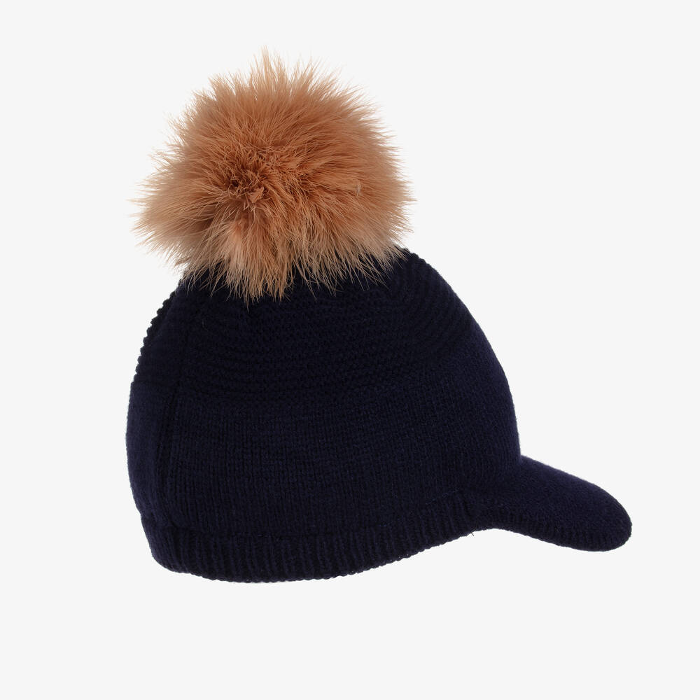 Gorros Navarro-Синяя шерстяная кепка с помпоном | Childrensalon Outlet