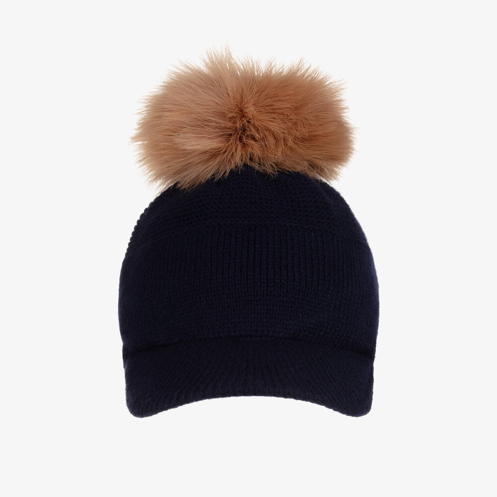 Gorros Navarro-Синяя шерстяная кепка с помпоном | Childrensalon Outlet