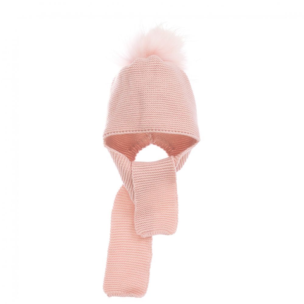 Gorros Navarro - Pink Knitted Baby Hat & Scarf | Childrensalon