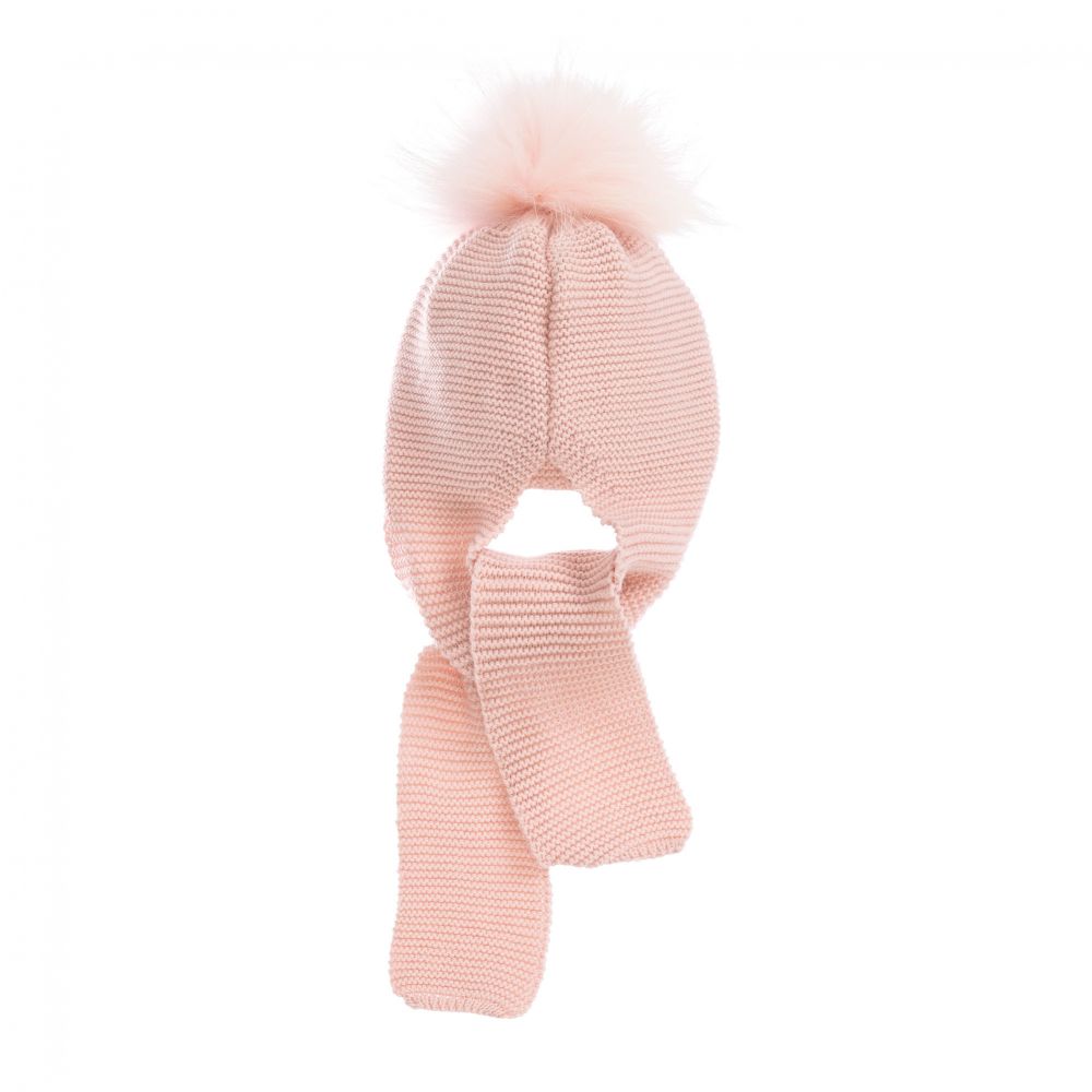 Gorros Navarro-Pink Knitted Baby Hat & Scarf | Childrensalon Outlet