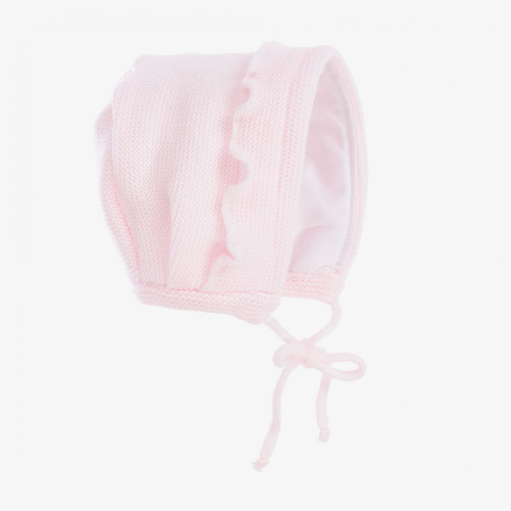 Gorros Navarro-قبعة بونيه أكريليك محبوك لون زهري للمولودات | Childrensalon Outlet