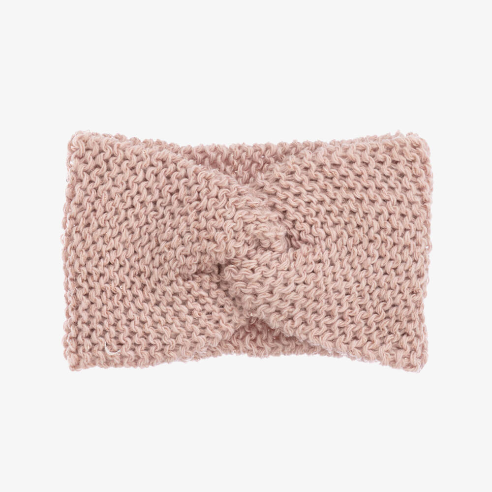 Gorros Navarro-طوق للرأس مزيج صوف محبوك لون زهري للبنات | Childrensalon Outlet