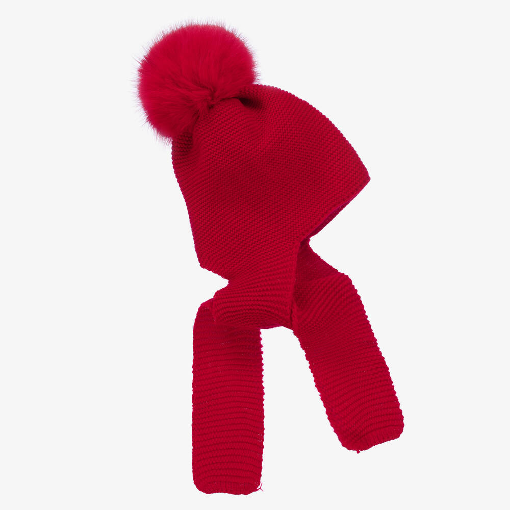 غوروس نافارو-قبعة وسكارف أكريليك محبوك لون أحمر للأطفال | Childrensalon Outlet