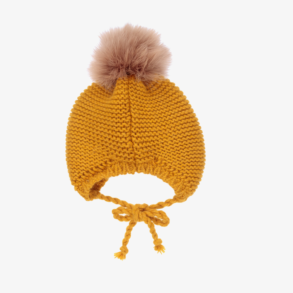 Gorros Navarro-Yellow Knitted Hat & Snood Set | Childrensalon Outlet