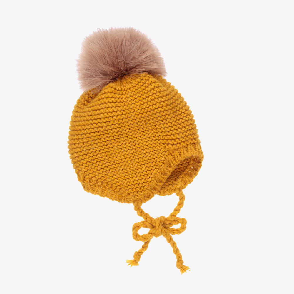 Gorros Navarro-Yellow Knitted Hat & Snood Set | Childrensalon Outlet