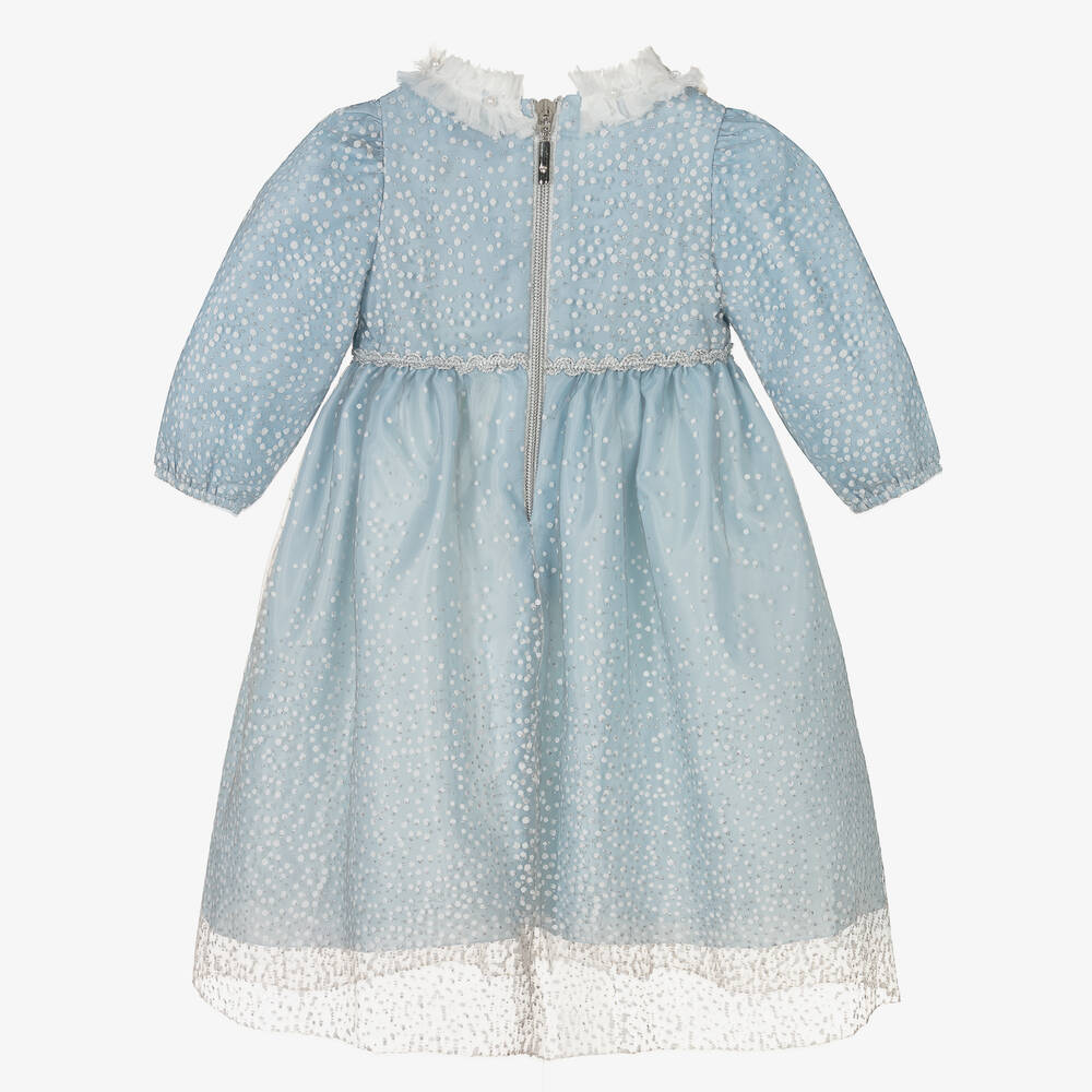 غراتسي-فستان أطفال بناتي تول لون أزرق منقط | Childrensalon Outlet