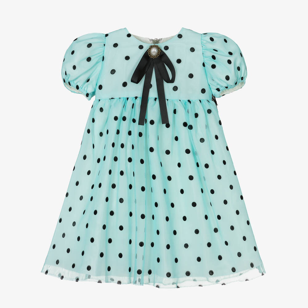 Graci - Голубое платье в горошек для малышек | Childrensalon