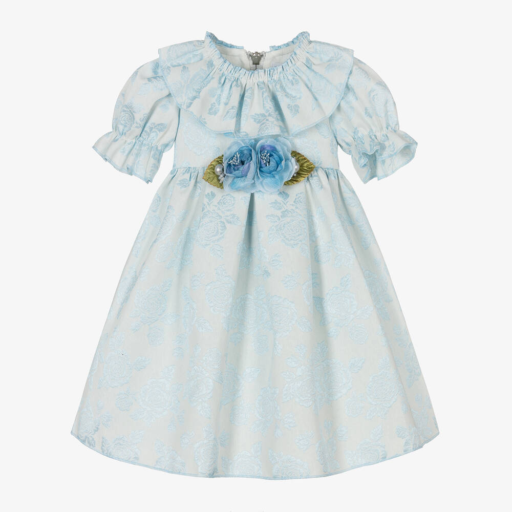 Graci - Blaues Babykleid mit Blumen (M) | Childrensalon