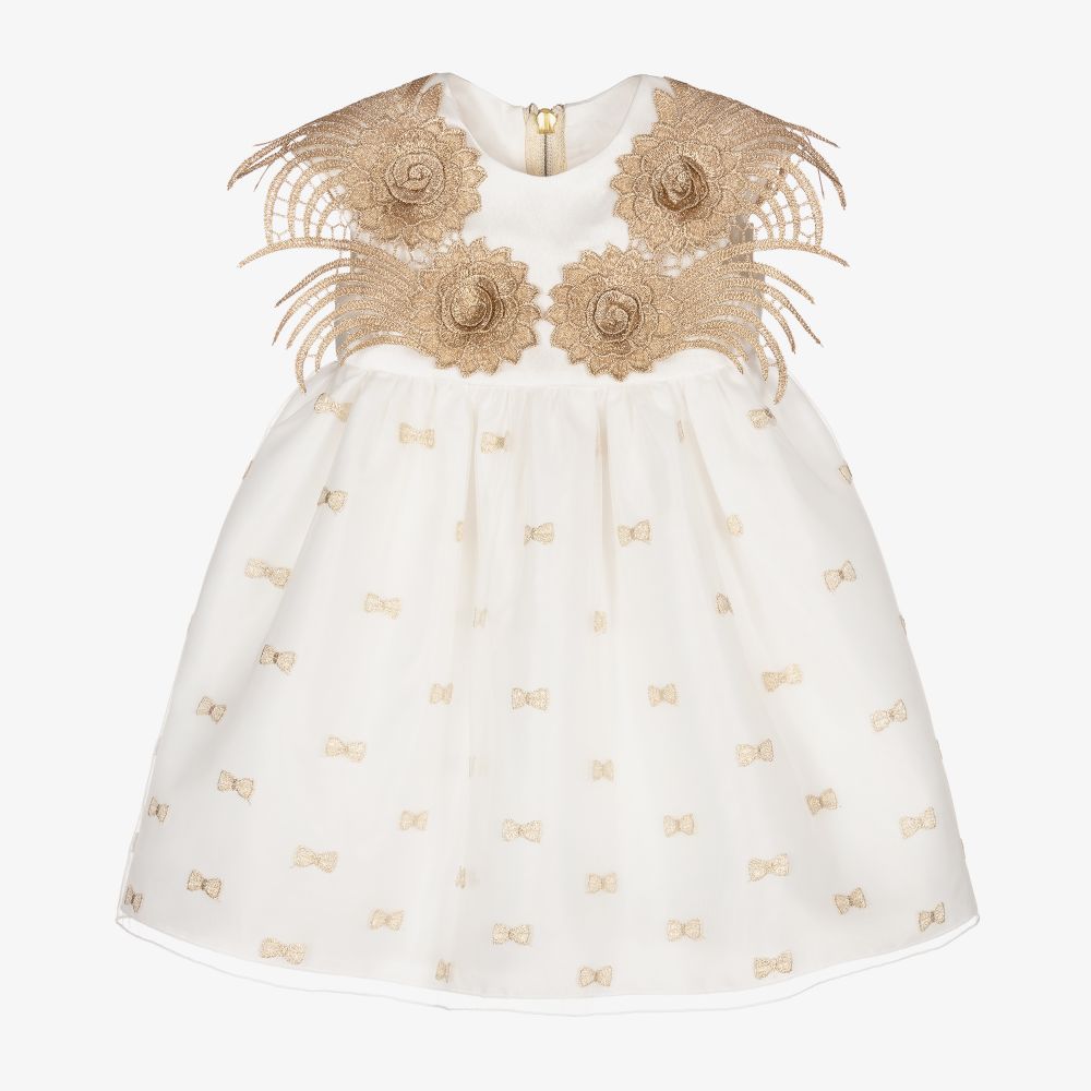 Graci - Baby Girls Gold Wings Dress  | Childrensalon