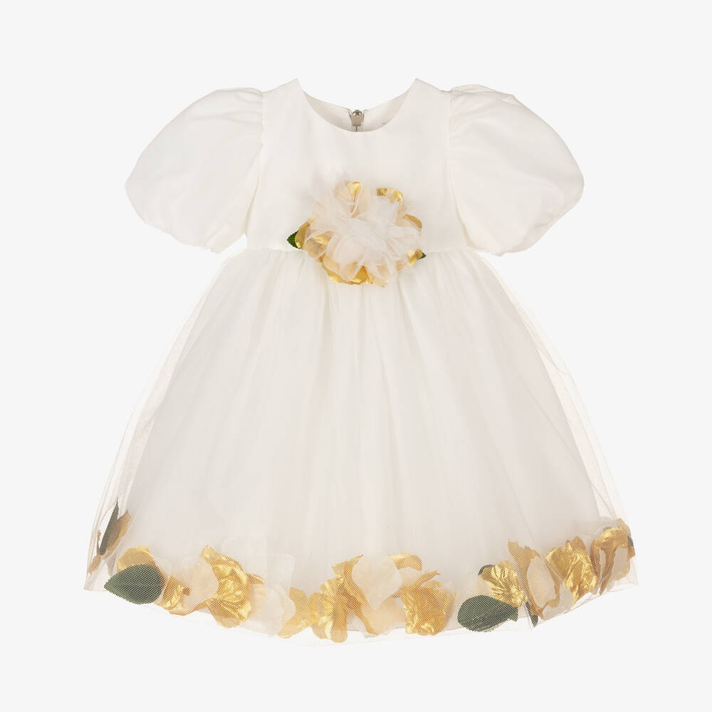 Graci - Baby Girls Ivory Petal Dress | Childrensalon