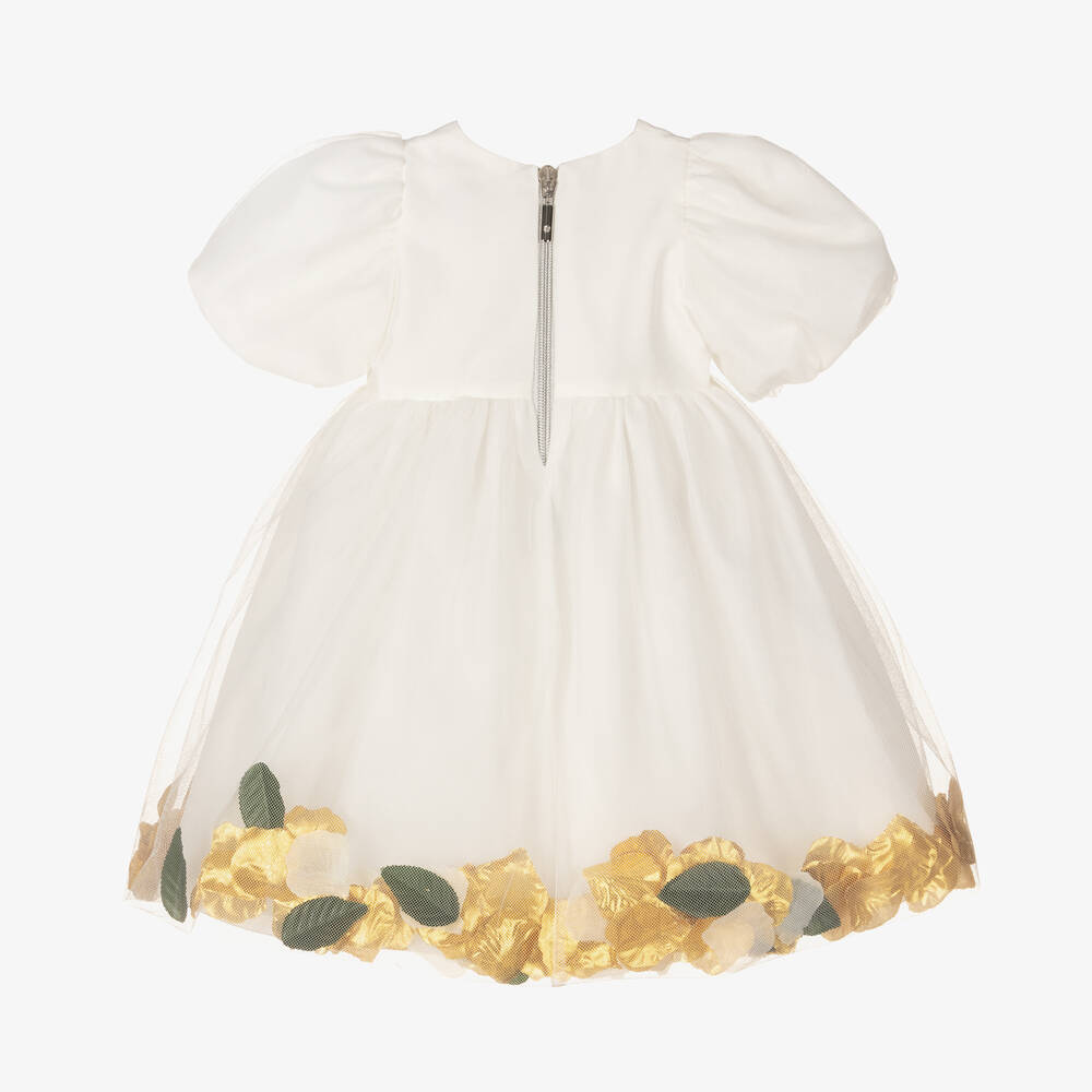 Graci-فستان أطفال بناتي قطن فوال وتول لون عاجي | Childrensalon Outlet