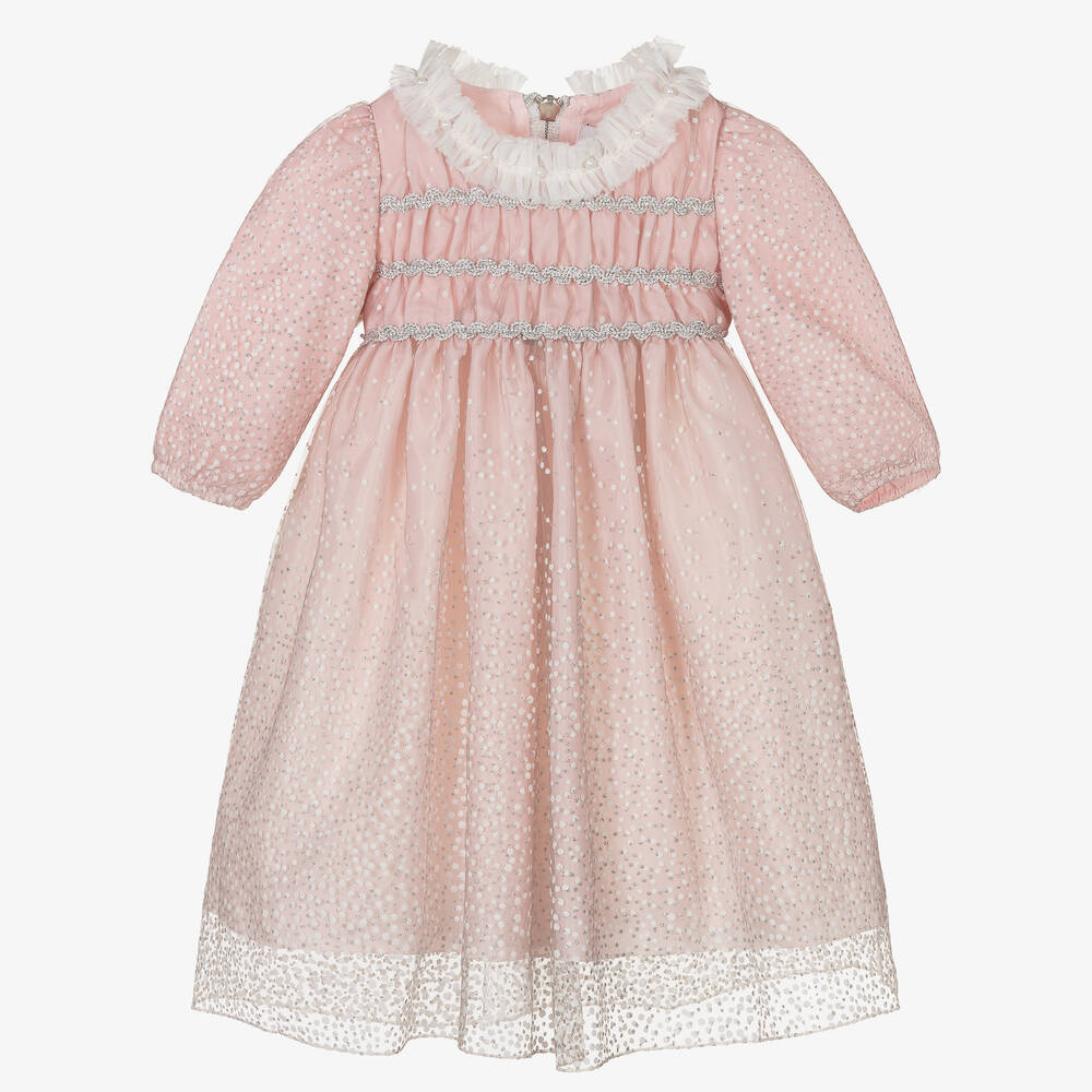 Graci - Розовое платье в горошек для малышек | Childrensalon