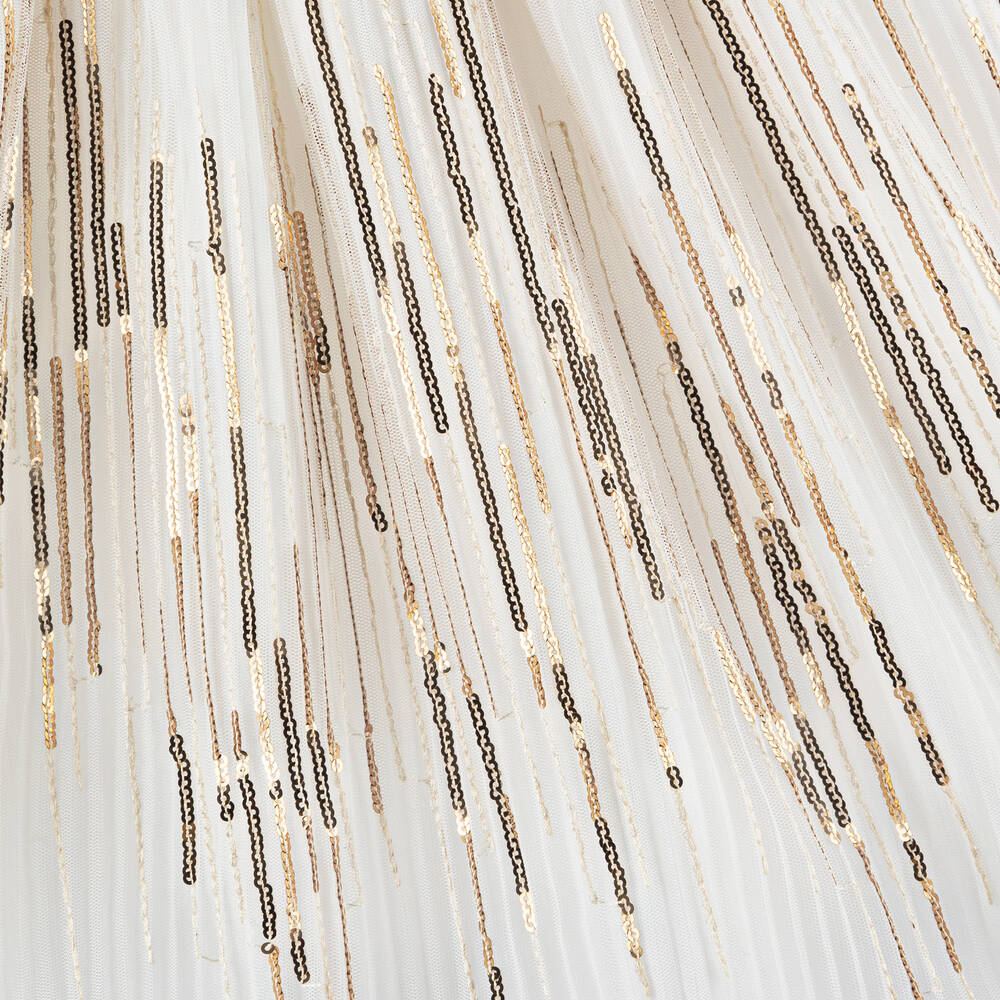 Graci-Baby Girls White & Gold Sequin Dress | Childrensalon Outlet